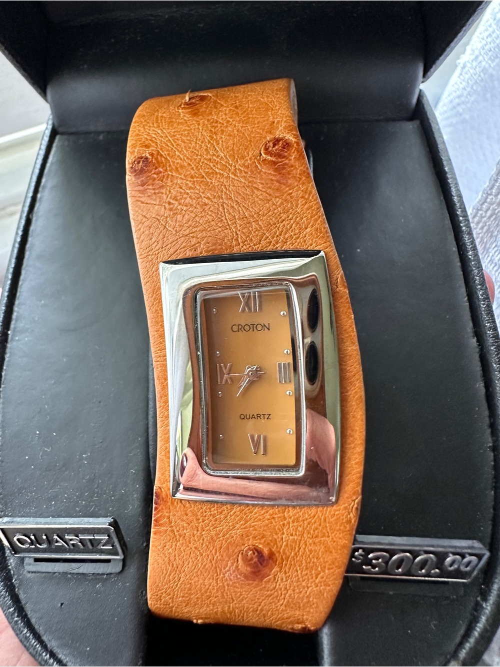 VINTAGE 90s Y2K Croton Ostrich Leather Strap Women's Quartz Watch - Picture 3 of 8
